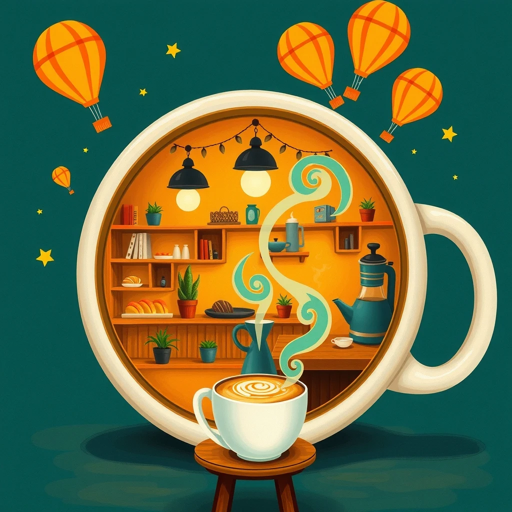 Una cafetería dentro de una taza